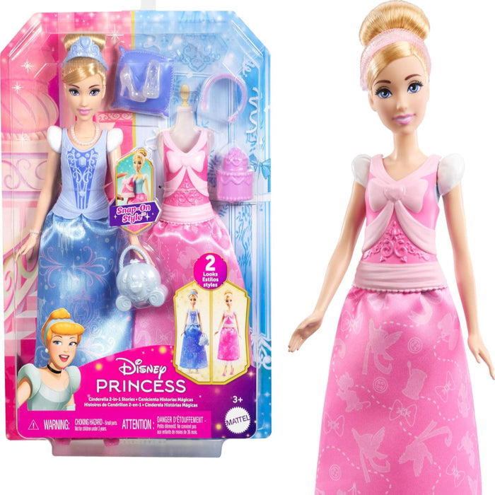 Disney Princess 2-in-1 Stories Cinderella Fashion Doll-Dolls-Mattel-Toycra