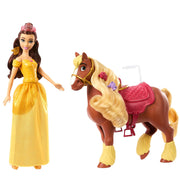 Disney Princess Toys, Belle Fashion Doll & Philippe Horse with Saddle, Brushable Mane & Tail & 4 Styling Accessories, Inspired by Movie