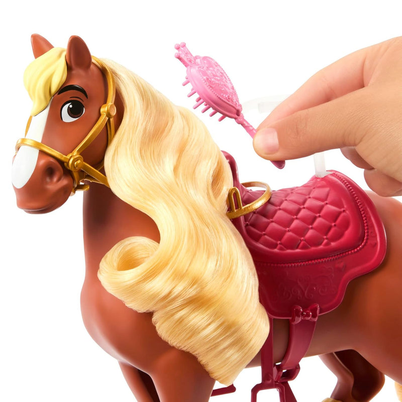 Disney Princess Toys, Belle Fashion Doll & Philippe Horse with Saddle, Brushable Mane & Tail & 4 Styling Accessories, Inspired by Movie