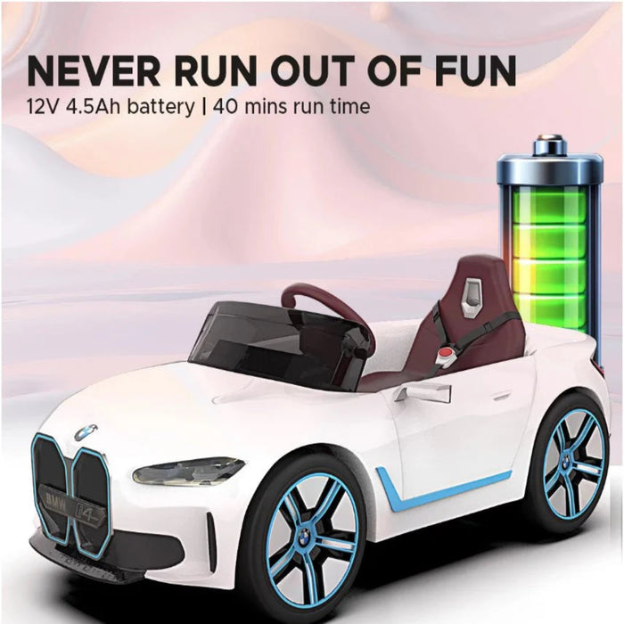 EMotorad Formula Fun BMW i4 Ride-On Car for Kids-(White)-Ride Ons-Formula Fun-Toycra