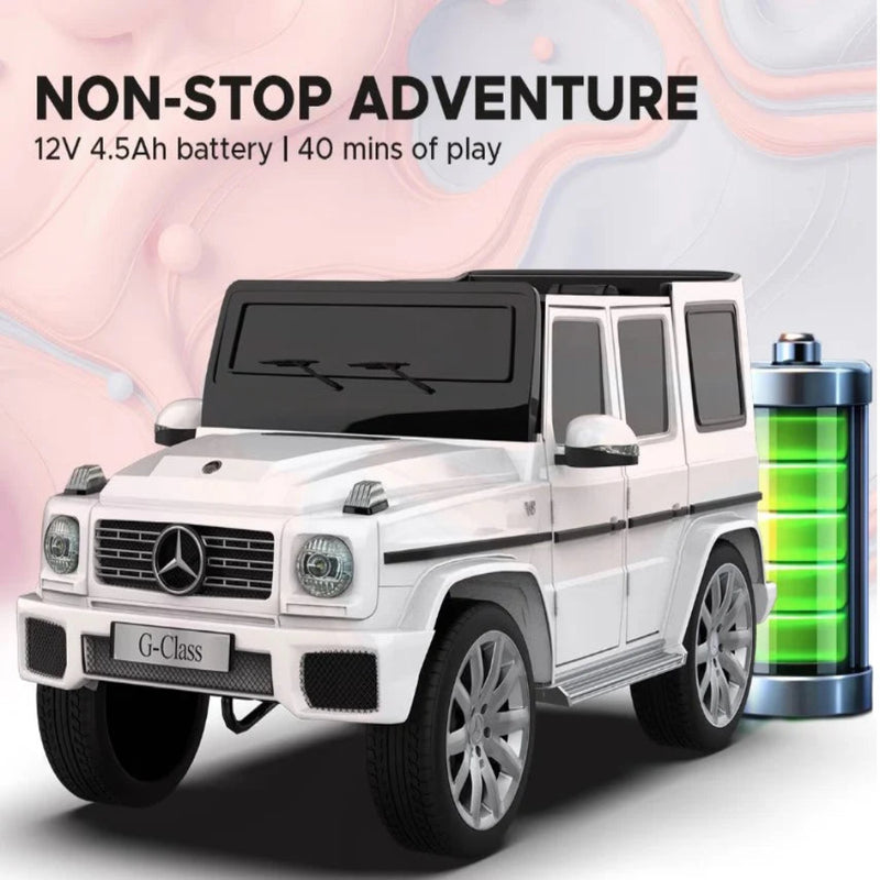 EMotorad Formula Fun Mercedes Benz G-Wagon Ride-On Car for Kids (White)-Ride Ons-Formula Fun-Toycra