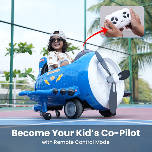 EMotorad Formula Fun Turbo Wing Ride-On Toy Plane for Kids | Battery Operated Airplane Ride-On -Blue-Ride Ons-Formula Fun-Toycra