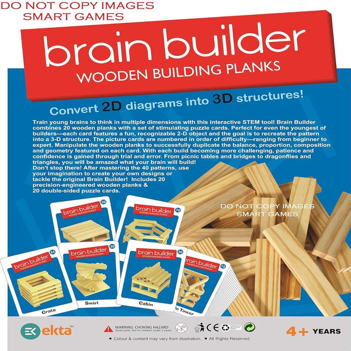 Ekta Brain Builder Wooden Building Planks (Set-1)-Construction-Ekta-Toycra