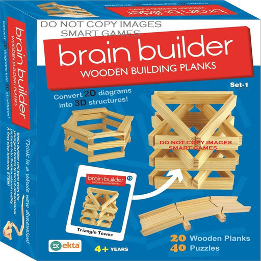 Ekta Brain Builder Wooden Building Planks (Set-1)-Construction-Ekta-Toycra