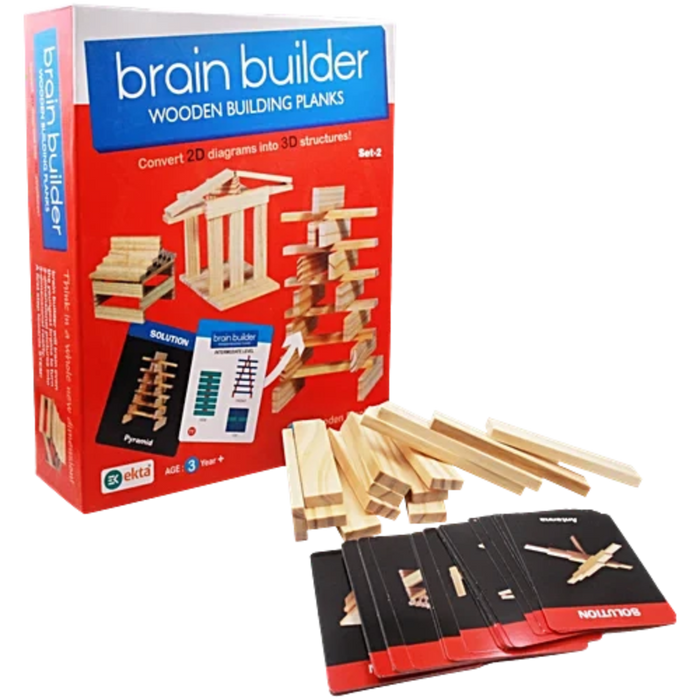 Ekta Brain Builder Wooden Building Planks- Set-2 (50 pieces)-Construction-Ekta-Toycra