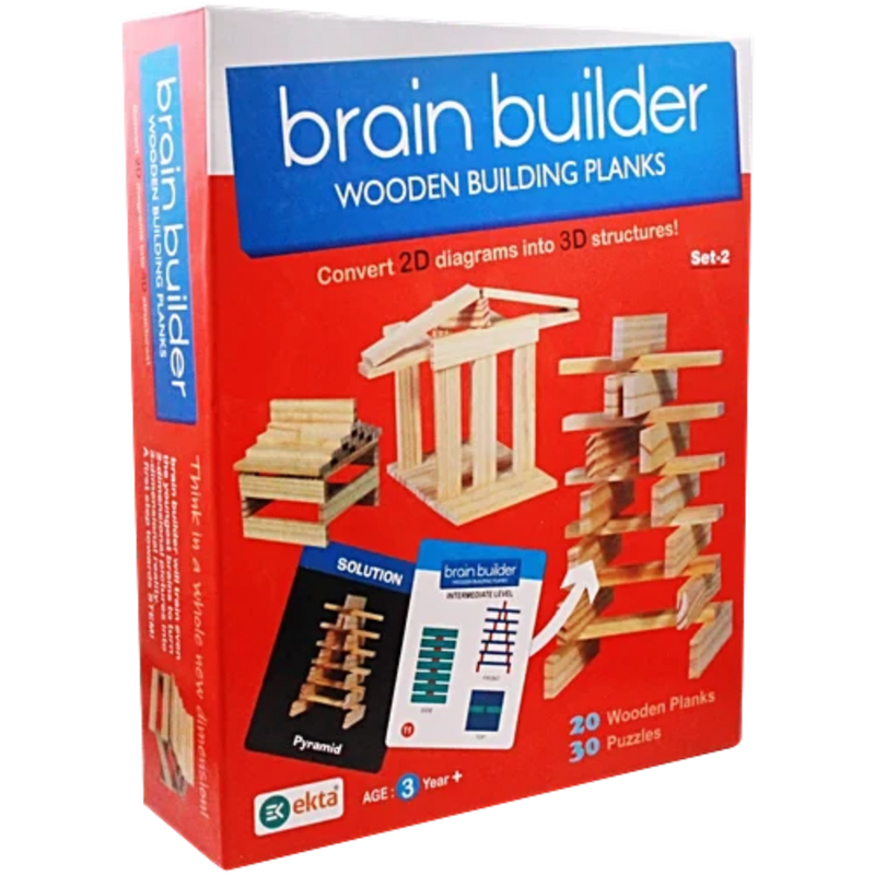 Ekta Brain Builder Wooden Building Planks- Set-2 (50 pieces)