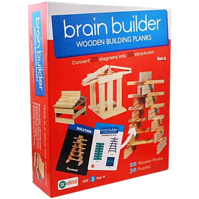 Ekta Brain Builder Wooden Building Planks- Set-2 (50 pieces)-Construction-Ekta-Toycra