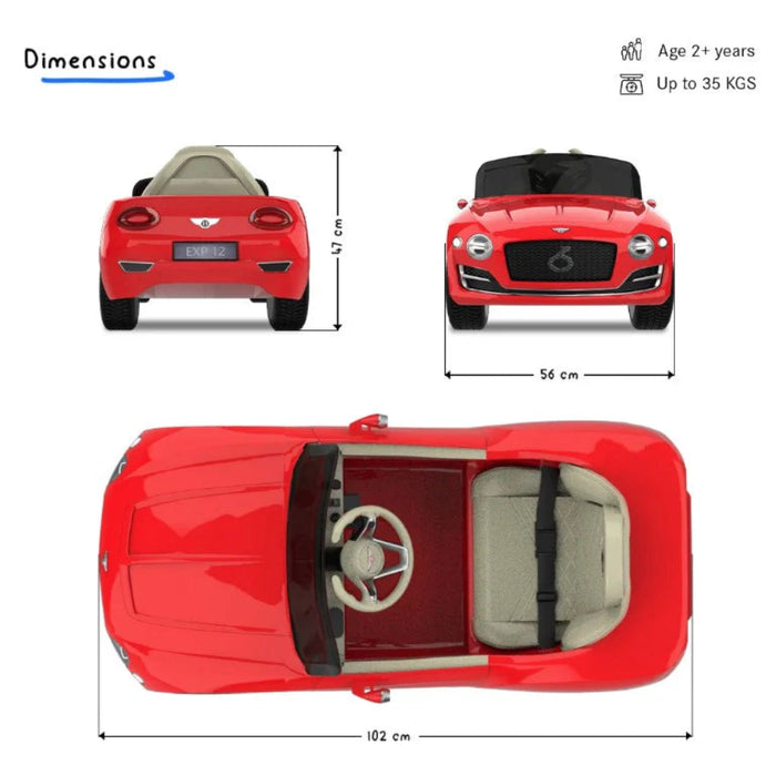 Emotorad Formula Fun BENTLEY EXP12 Ride-On Car for Kids-(Red)-Ride Ons-Formula Fun-Toycra