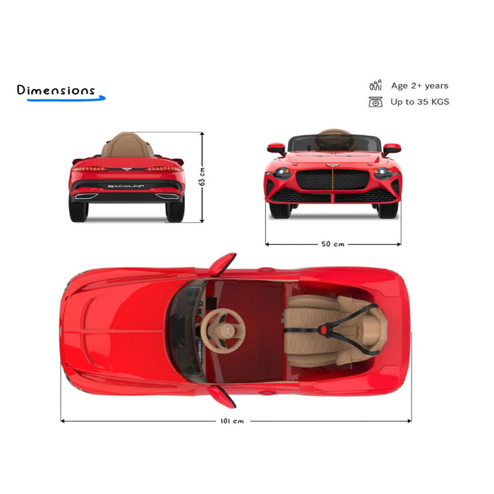 Emotorad Formula Fun Bentley Bacalar Toy Car Red-Ride Ons-Formula Fun-Toycra
