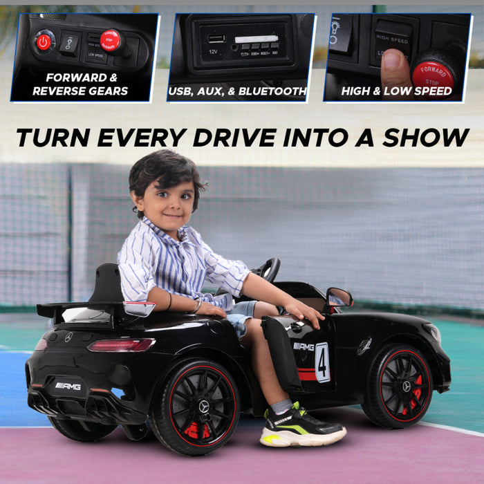 Emotorad Formula Fun Mercedes-Amg Gt4 Toy Ride-On Car (Black)-Ride Ons-Formula Fun-Toycra