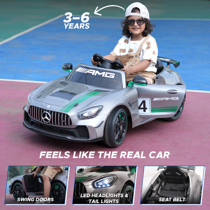 Emotorad Formula Fun Mercedes-Amg Gt4 Toy Ride-On Car (Silver)-Ride Ons-Formula Fun-Toycra