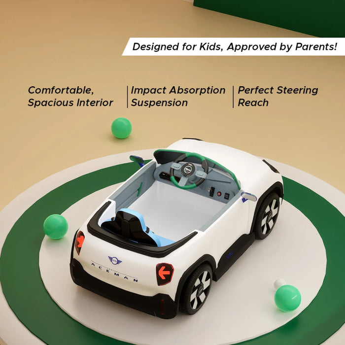 Emotorad Formula Fun Mini Cooper Aceman -White-Ride Ons-Formula Fun-Toycra
