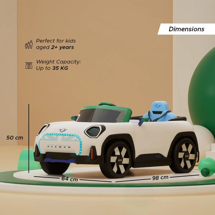 Emotorad Formula Fun Mini Cooper Aceman -White-Ride Ons-Formula Fun-Toycra