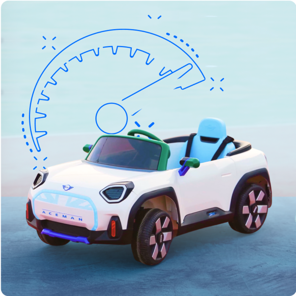 Fast3 Mini Fun Emotorad Formula Fun Mini Cooper Aceman -White — Toycra
