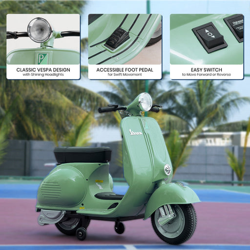 Emotorad Formula Fun Vespa Toy Ride-On Scooter (Green)-Ride Ons-Formula Fun-Toycra