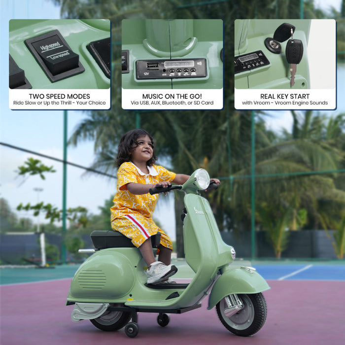 Emotorad Formula Fun Vespa Toy Ride-On Scooter (Green)-Ride Ons-Formula Fun-Toycra