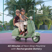 Emotorad Formula Fun Vespa Toy Ride-On Scooter (Green)-Ride Ons-Formula Fun-Toycra