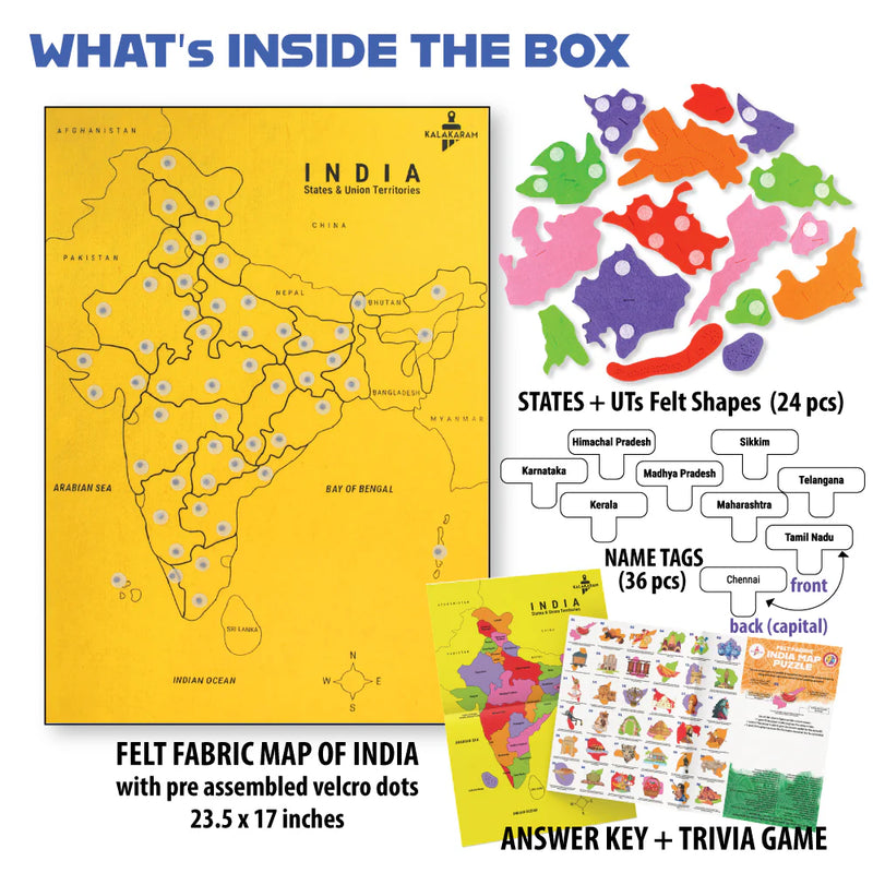 Kalakaram Felt Fabric India Map Puzzle