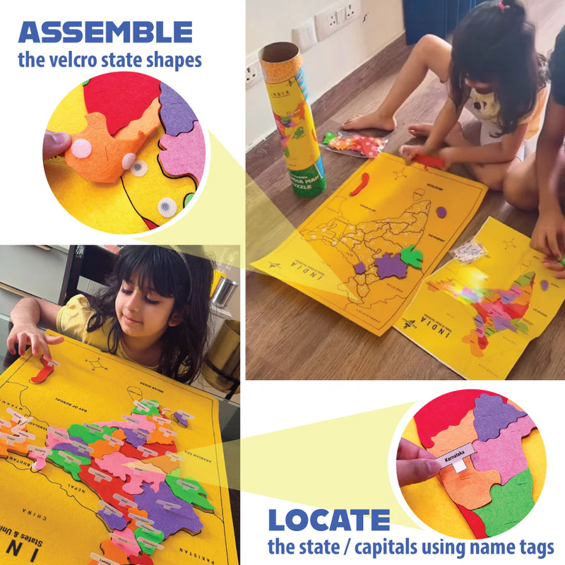 Kalakaram Felt Fabric India Map Puzzle
