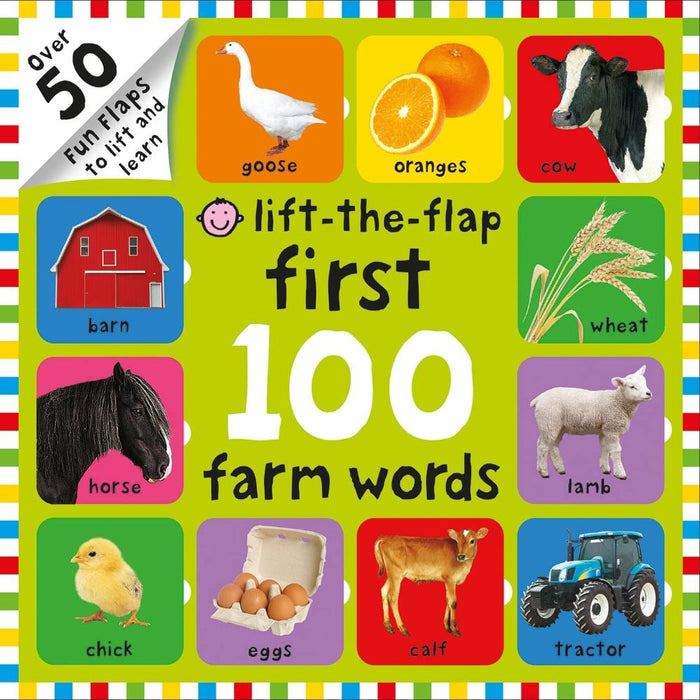 First 100 Farm Words Lift The Flap Board Book-Board Book-Priddy Books-Toycra