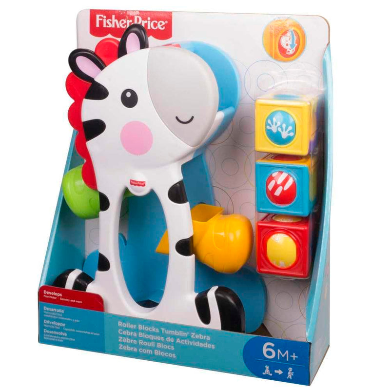 Fisher-Price® Roller Blocks Tumblin' Zebra with 3 Colorful Roller Blocks for Tumbling