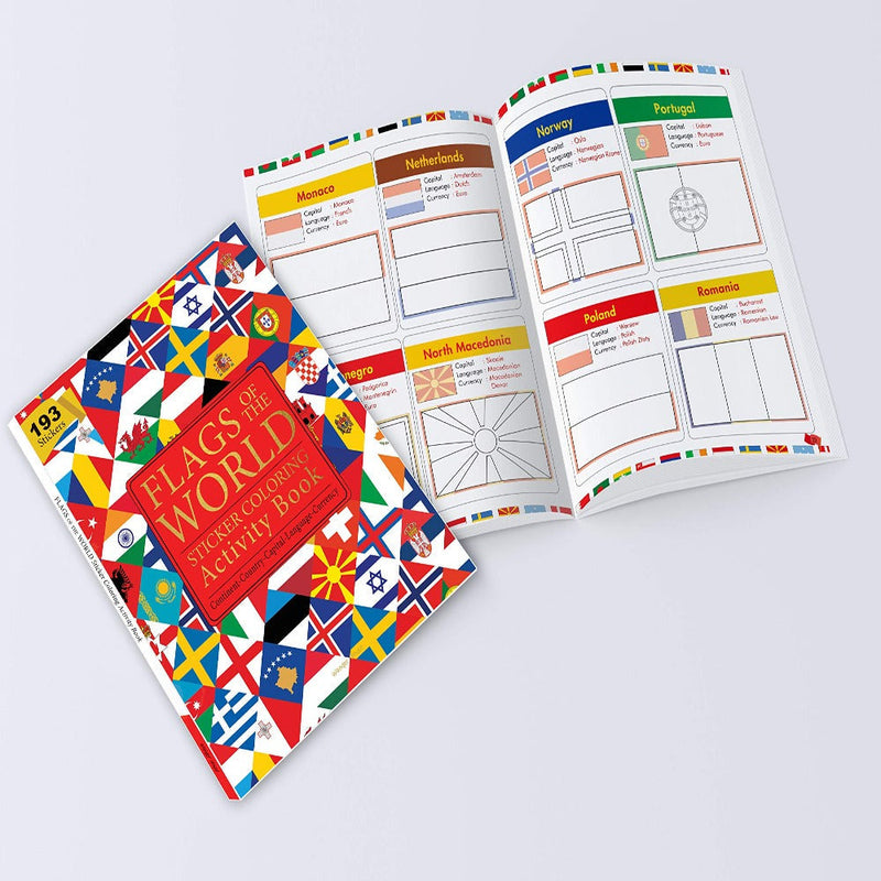 Flags Of The World Sticker Coloring Activity Book