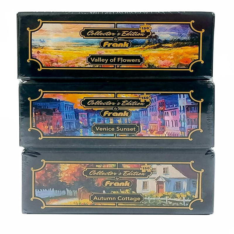 Frank Collector's Edition Jigsaw Puzzle Pack of 3 ( Valley of Flower, Venice Sunset, Autumn Cottage)