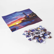 Frank Combo 2 Collector's Edition 150 Pieces Each Puzzle With Cherry Blossoms, Greek Bistro & Coastal Lighthouse Theme - Pack of 3