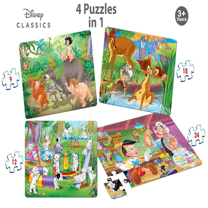 Frank Disney Classics 4 Puzzles in 1 Jigsaw Puzzle (63 pcs)-Puzzles-Frank-Toycra