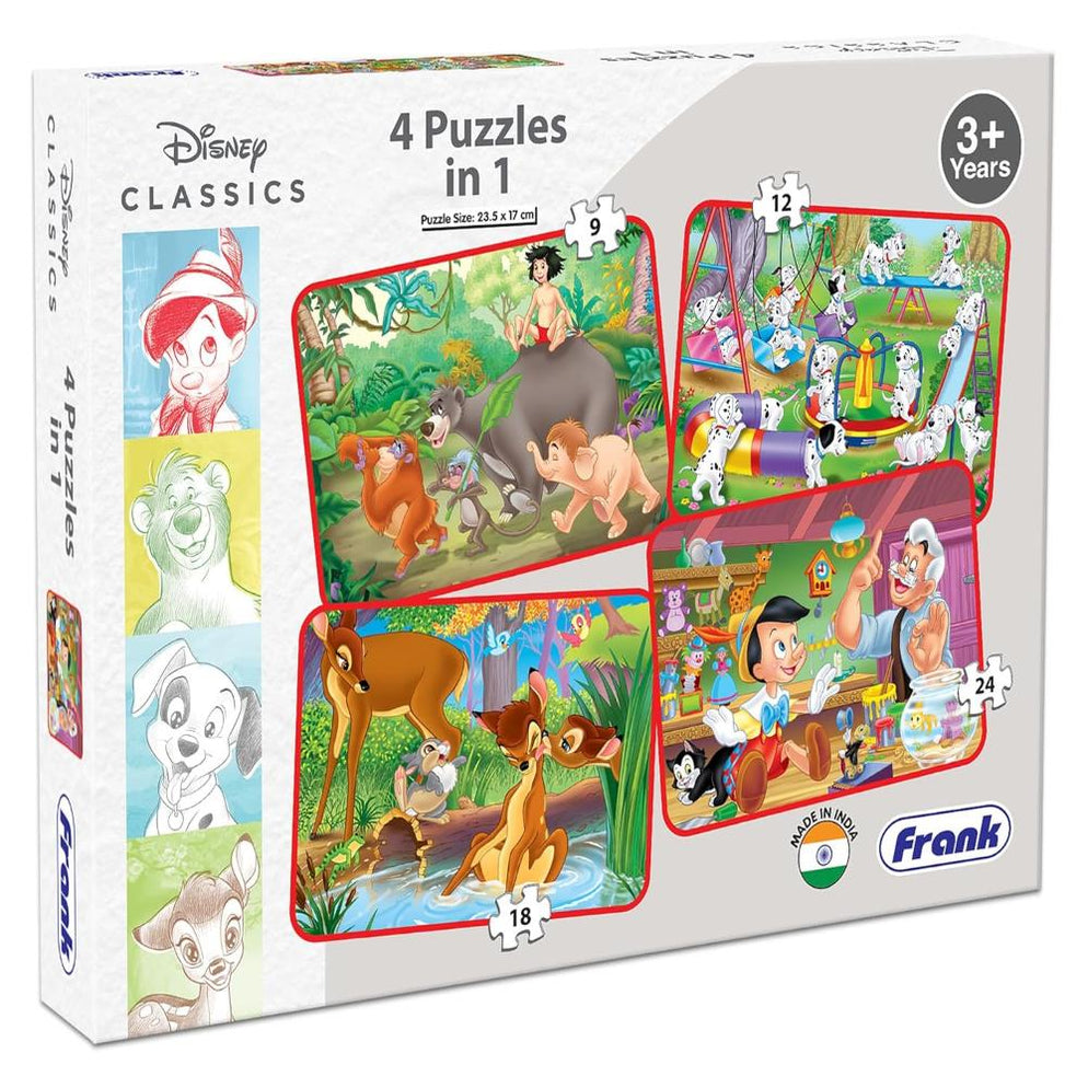 Frank Disney Classics 4 Puzzles in 1 Jigsaw Puzzle (63 pcs) — Toycra