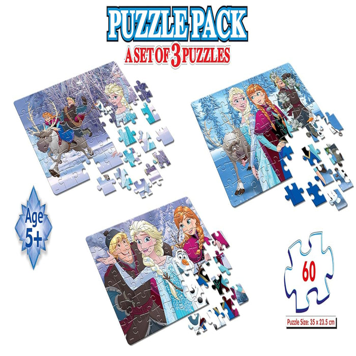 Frank Disney Frozen 3 In 1 Jigsaw Puzzles (60 Pieces)-Puzzles-Frank-Toycra