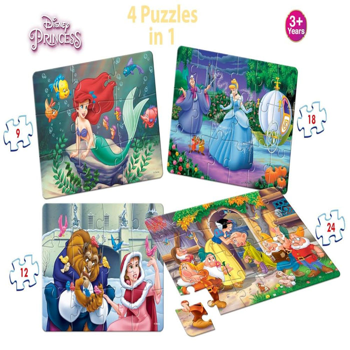 Frank Disney Princess 4 Puzzles in 1 Jigsaw Puzzle- (63 pcs)-Puzzles-Frank-Toycra