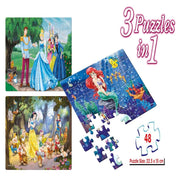 Frank Disney Princess (48 Pieces) 3 in 1 Jigsaw Puzzle