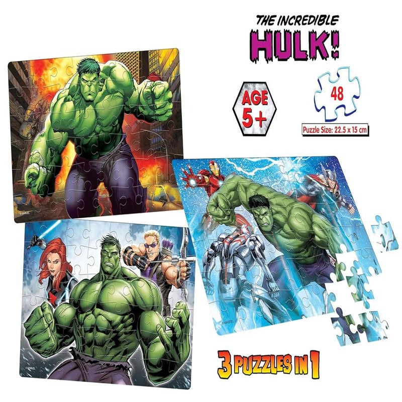 Frank Marvel Avenger The Incredible Hulk! 3 in 1 Jigsaw Puzzles - 48 Pieces