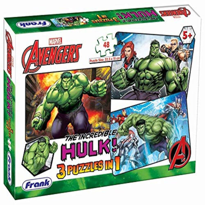 Frank Marvel Avenger The Incredible Hulk! 3 in 1 Jigsaw Puzzles - 48 Pieces-Puzzles-Frank-Toycra