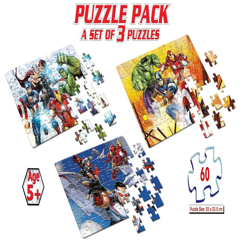 Frank Marvel Avengers Puzzles - 60 Pieces 3 in 1 Jigsaw Puzzle