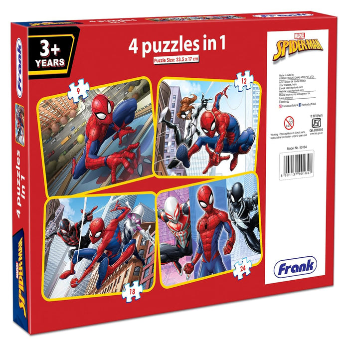 Frank Marvel Spider-Man 4 In 1 Jigsaw Puzzle (63 Pieces)-Puzzles-Frank-Toycra