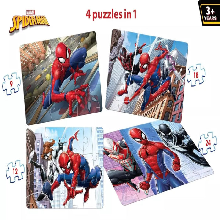 Frank Marvel Spider-Man 4 In 1 Jigsaw Puzzle (63 Pieces)-Puzzles-Frank-Toycra