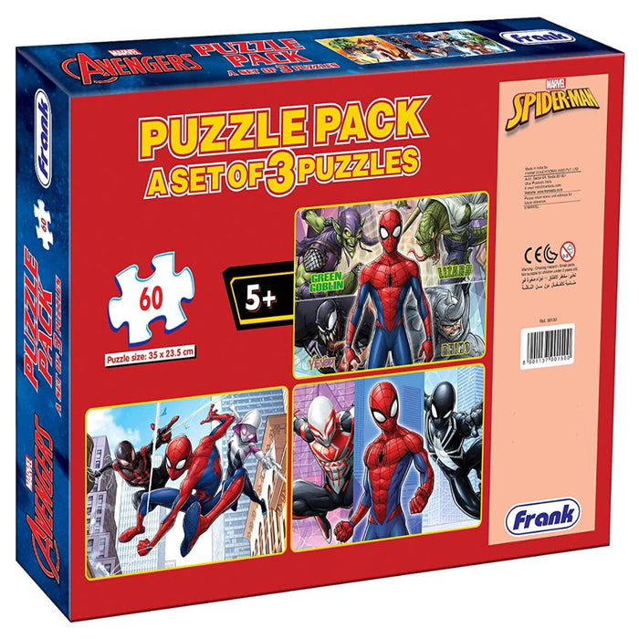 Frank Marvel Spider-Man Puzzle Pack Set Of 3 Puzzles (60 Pieces)-Puzzles-Frank-Toycra
