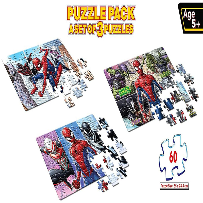 Frank Marvel Spider-Man Puzzle Pack Set Of 3 Puzzles (60 Pieces)