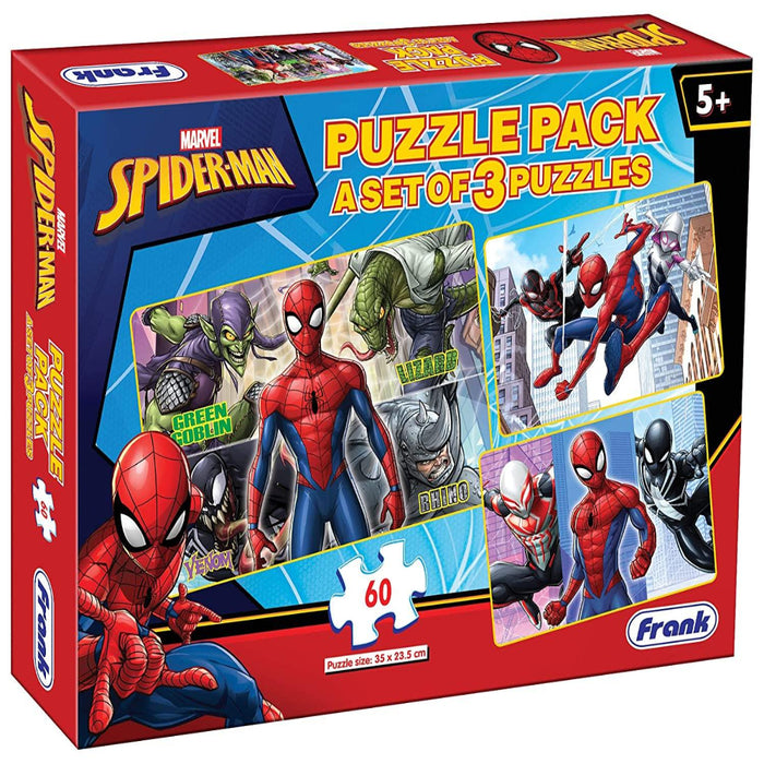 Frank Marvel Spider-Man Puzzle Pack Set Of 3 Puzzles (60 Pieces)-Puzzles-Frank-Toycra
