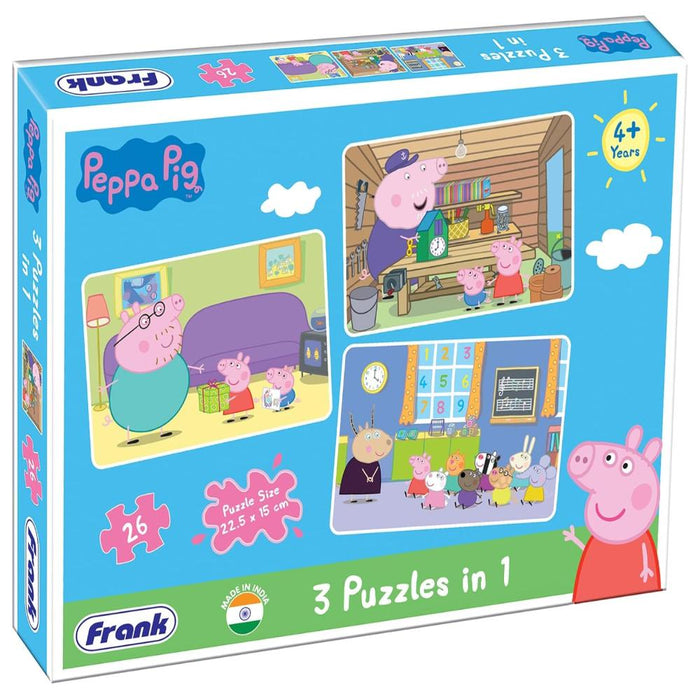 Frank Peppa Pig (26 Pieces) 3 in 1 Jigsaw Puzzle-Puzzles-Frank-Toycra