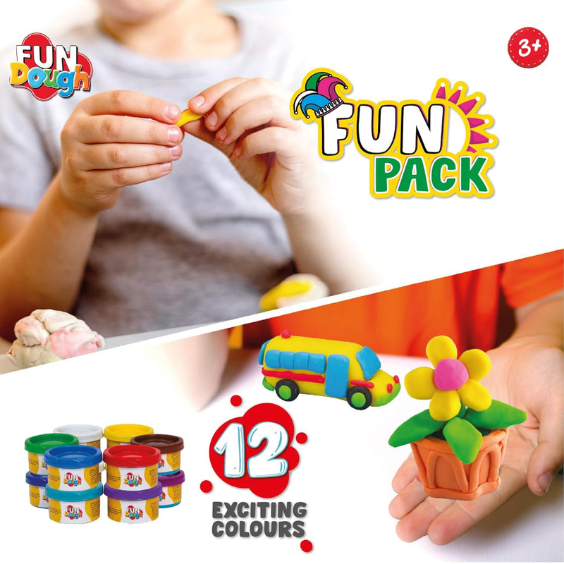 Funskool Fundough Fun Pack, 12 tubs of Dough, 50gms Each
