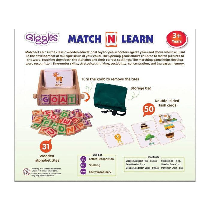 Funskool Giggles Match n Learn Wooden Educational Toy-Learning & Education-Funskool-Toycra