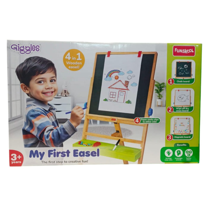 Funskool Giggles My First Easel 4 in 1 Double Sided Wooden Easel Board-Arts & Crafts-Funskool-Toycra