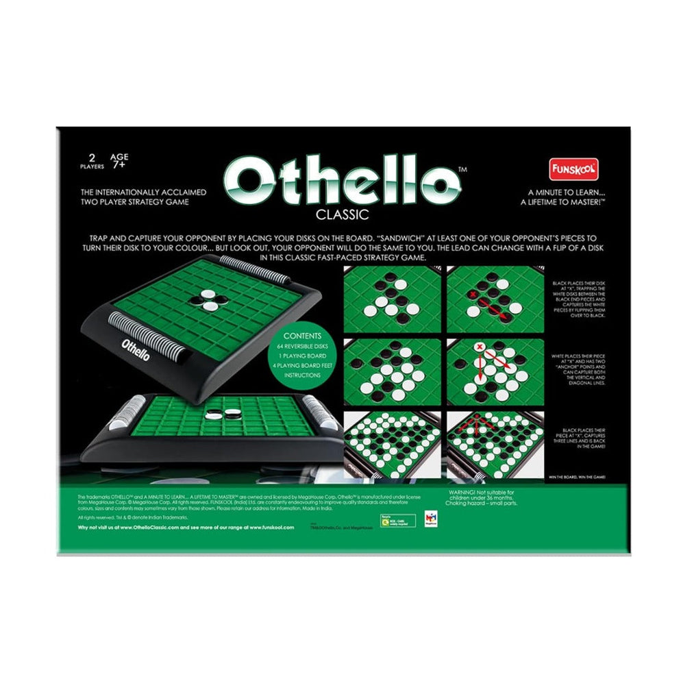 Othello Classic Strategy Board Game - Reversible Discs, 2-4 Players, Easy To Learn, Fun For All Ages