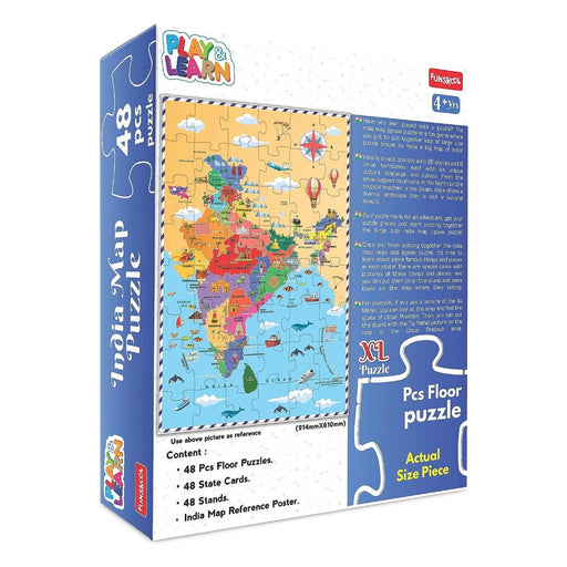 Funskool Play & Learn-India Map Large Size 48 Pieces Puzzle-Kids Games-Funskool-Toycra