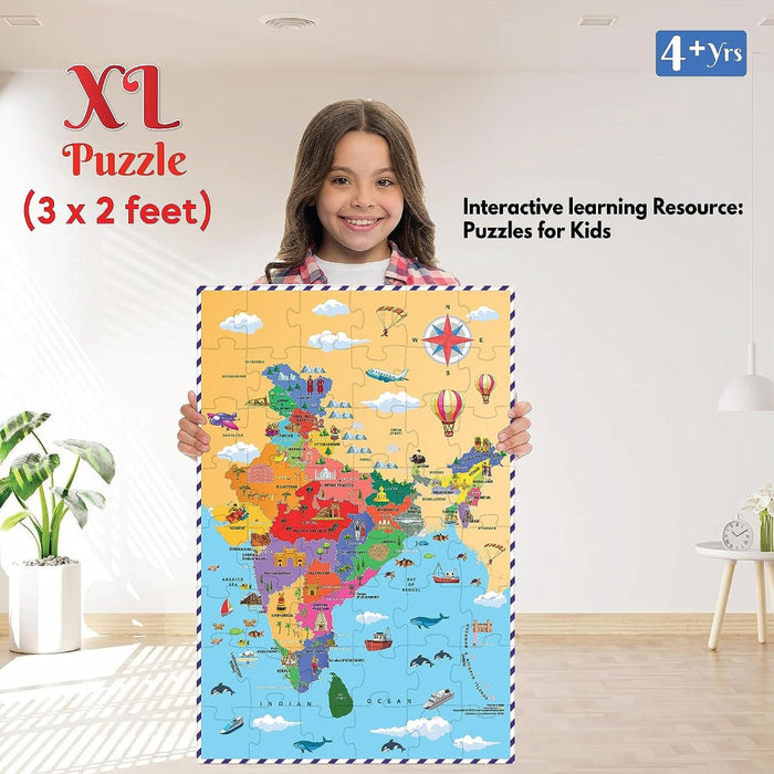 Funskool Play & Learn-India Map Large Size 48 Pieces Puzzle-Kids Games-Funskool-Toycra