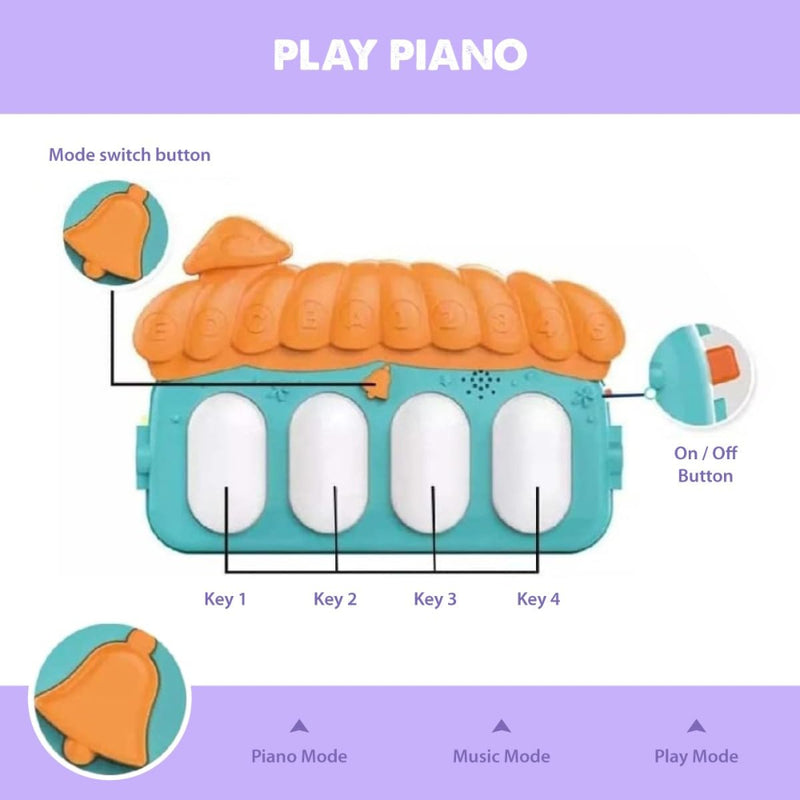 Karma Solutions Genie's Toy Bus Baby Piano Gym Mat with Hanging Rattles