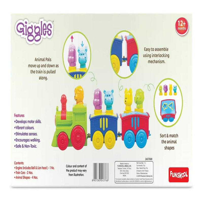 Giggles 2 In 1 Colourful Animal Pull Along Toy Train